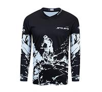 Kids Cycling Jersey Dirt Bike Youth Mountain Bike Childrens Biking Clothes Boys Motocross Long Sleeve Shirts Downhill Top Girls Bicycle Riding Biker Racing Clothing White Black L