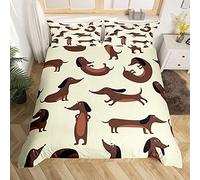 Kids Dachshund Bedding Set Cute Cartoon Sausage Dog Duvet Cover for Boys Girls Teens Bedroom Cartoon Kawaii Funny Puppy Comforter Cover Set Pet Animal Bedding & Linen Single With 1 Pillow Case