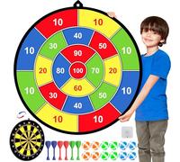 Kids Dart Board Set,Double Sided Dart Board with 12 Sticky Balls,6 Darts,Indoor & Outdoor Party Games Toys Gifts for 3 4 5 6 7 8 9 10 11 12+ Year Old Boys Girls Adult (M023-Kids Dart Board Set)