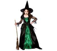 Kids Deluxe Emerald Witch Fancy Dress Costume - Medium (Age: 5-7)