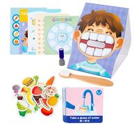 Kids Dental Care Educational Toy, Interactive Brushing Teeth Game for Toddlers, Learning Toys to Teach Oral Hygiene Habits, Paper Cartoon Role Play Activity for Boys & Girls