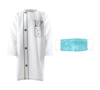 Kids Dentist Costume Set - Small - Includes Printed White Coat & Blue Face Mask - Fancy Dress for Career Day, Role Play, School Events & World Book Day