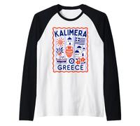 Kids Design Greece Kalimera Means Hello in Greek Language Raglan Baseball Tee