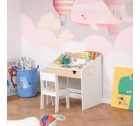 Kids Desk and Chair Set 2-Pieces Children Study Table with Storage Pull-Out Drawer Bookshelf for 3-6 Years Writing