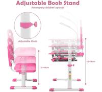 Kids Desk and Chair Set Adjustable Student Study Table with Lamp