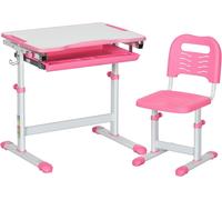 HOMCOM Kids Desk and Chair Set w/ Drawer, Pen Slot Hook - Pink