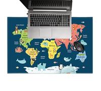Kids Desk Mat - Colorful Space World Map Design, Student Study Pad, Waterproof Writing surfaces, Classroom Table Protector, Educational mouses Pad | Learning Mats For Home School Studio Students Desks