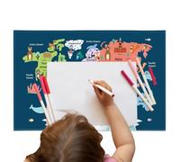 Kids Desk Mat - Cute Table Cover, Space Dinosaur World Map Pattern, Student School Hoster, Waterproof Table Protector, Mouse Pad | Great for Desk Decoration, Academic Arts and Crafts Study