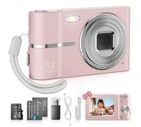 Kids Digital Camera 1080P FHD 50MP Compact Digital Camera - 16X Digital Zoom Auto Focus, Kid Camera with 32GB TF Card,Two Batteries, 2.4" Small Vlogging Camera for Teens Students Beginner