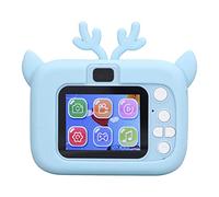 Kids Digital Camera, 2.0in Color Display AI Face Recognition 20MP Video Camera Silicone Shell 1080P HD Video Eye Protection for Festival Gift (Blue White)