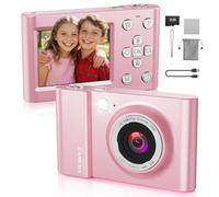 Kids Digital Camera, 4K Vlogging Camera with 64MP & 18X Zoom Anti-Shake, Christmas Birthday Gifts for Kids Ages 3-12, Includes 32GB SD Card (Pink)