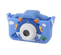 Kids Digital Camera, Dual Cameras, 8x Digital Zoom, Self Timer, Cute Cartoon Frames, Puzzle Games, Music, Rechargeable Battery, Shockproof (Blue)