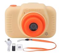 Kids Digital Camera with 8X Zoom, AI Facial Recognition, Dual Lens, USB Rechargeable (Beige)