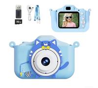 Kids Digital Camera with Dual 48MP Cameras, 1080P Video, MP3 Player, and Interactive Puzzle Games Supporting Creativity and Learning (Blue 32G)