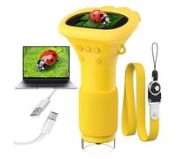 Kids Digital Microscope with 2" Screen, 1000X Magnification Handheld Digiscope, Portable Mini Microscope for Kids 6-12 with Built-in Led & Photo/video for Exploring Nature(Yellow)