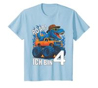 Kids Dino I Am 4 Dinosaurs Children's Birthday Monster Truck T-Shirt