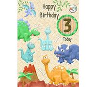 Kids Dinosaur 3rd Birthday Card - Gift Idea Greeting Blank Inside Envelope Included UK