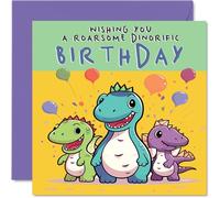 Kids Dinosaur Birthday Card - Roarsome Birthday - Card Kids, Cards for Him or Her, 145mm Greeting for Son Daughter Niece Nephew Grandchild Kid Children