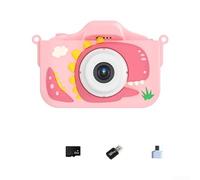 Kids Dinosaur Digital Camera 1080P HD With 20MP Dual Lens, 8x Zoom, 32GB Memory, Self Timer, Video Recording, Puzzle Games, MP3 Player, Protective Case And Hand Strap(Pink 32G)