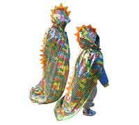 Kids Dinosaur Hooded Cloak Halloween Cape Child Cosplay Fancy Dress Costume Witch Wizard Magician Robe Dragon Cape Fancy Dress Up Outfit with Hat for Boys Girls Halloween Birthday Costume Party 120cm