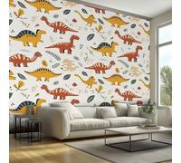 Kids Dinosaur Mural Wallpaper, Dino Wildlife Botanical Wallpaper for Bedroom, Living Room, TV Backdrop, Office, 3D Large Wall Mural Non-Woven Wall Paper 400 x 280 cm (WxH) A51