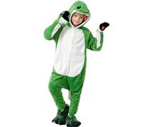 Kids Dinosaur Onesie Halloween Animal Jumpsuit Warm Flannel Romper Toddler Boys Girls Zipper Front Long Sleeve Hooded Soft Christmas Party Performance Outfits (J-Green, 5-6 Years)
