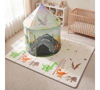 Kids Dinosaur Play Tent and Play Mat Set, Double Sided, Thick Foam, Antislip and Waterproof Play Mat & Matching Immersive Polyester Play Tent