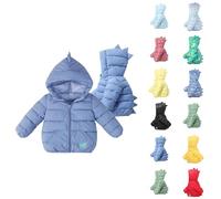 Kids Dinosaur Puffer Jackets with Pocket Zip up Toddler Baby Boys Girls Winter Warm Cute Solid Dinosaur Padded Coats Outerwear Travel Essentials Hooded Jacket Outwear Toddlers Coat for Children