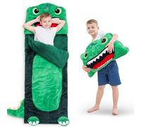 Kids Dinosaur Sleeping Bag, Toddler Boy Dino Nap Mat, Plush Animal Slumber Bag 2 In 1 Pillow Daycare Preschool Kindergarten Birthday Gift Travel Sleepover 3 4 5 6 7 8 10 12 Yr Child Teen
