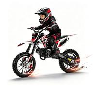 Kids Dirt Bike, 50CC 2-Stroke Gas Powered Motocross Mini Dirt Bike for Kids, Off Road Mini Motorcycle with Front Rear Disc Brakes, Easy Pull Start, Soft Seat Cushion, Max Speed 40KM/H (Black Red)