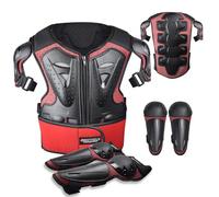 Kids Dirt Bike Gear Motorcycle Riding Protective Gear Motocross Armor Suit Chest and Back Knee Elbow Protectors for Cycling (Red)