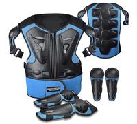 Kids Dirt Bike Gear Motorcycle Riding Protective Gear Motocross Armor Suit Chest and Back Knee Elbow Protectors for Cycling (Blue)