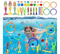 Kids Diving Swimming Pool Toys, 33 Paddling Swim Pool Sinkies Party Game Sinky for Childrens Toddler Boys Girls, Summer Water Sinkers Toy, Dive Sticks, Diving Mermaid Rocket Torpedo Gems Seagrass