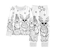 Kids DIY Hand Painted Colorable Tops and Pants Set Boys Girls Funny Cartoon Coloring T-Shirts and Pant 2 Piece Sets Unisex Adult Plus Size Green Pink Stain Silk