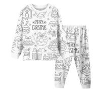 Kids DIY Hand Painted Colorable Tops and Pants Set Boys Girls Funny Cartoon Coloring T-Shirts and Pant 2 Piece Sets Unisex Adult Plus Size Green Pink Stain Silk