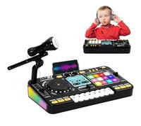 Kids DJ Mixer Decks for Kids with Microphone and Keyboard,Multi-Functional Baby DJ Table with Lights & Sound Effects,Girls Boys Interactive Educational Toy for Party Birthday Aged 3+(Black)