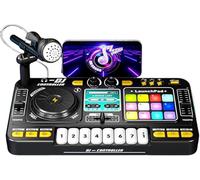 Kids DJ Mixer, Portable USB Charging Keyboard Table with Lights, Digital Audio Musical Instrument Toy for Children Learning DJ Skills Sound Play Entertainment Party Gift 35.5x21x9.5cm