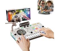 Kids DJ Mixer Table, DJ-Decks for Baby with Microphone LED Lights Sound Effect Microphone Piano D-J Board Key Musical Instruments Birthday Gift Toys for Boys and Girls (White)