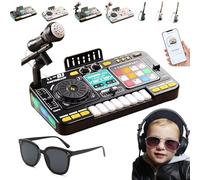 Kids DJ Mixer Table,Interactive DJ table with sound effects,Music Mixer Electric Toy With Microphone And Light,Digital Audio Control Console,Whack-a-Mole Game Dynamic Lighting Effects for Age 3+ (E)