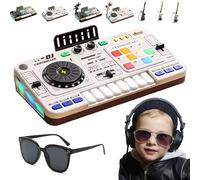 Kids DJ Mixer Table,Interactive DJ table with sound effects,Music Mixer Electric Toy With Microphone And Light,Digital Audio Control Console,Whack-a-Mole Game Dynamic Lighting Effects for Age 3+ (B)