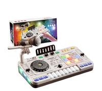 Kids DJ Mixer Table,Music Toys with Piano Keys,simulation can play children's beginner musical instruments with microphone educational toys. (White)