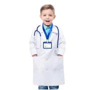 Kids Doctors Coat White Lab Coat with ID Card for Kids, Cotton Scientist Dress Up Costumes Children Science Fancy Dress for Role Play School Student Science Lab Coats