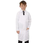 KIDS DOCTORS LAB COAT VET INSPECTOR SCIENTIST FANCY DRESS COSTUME. WHITE LABORATORY COAT FOR KIDS WITH WAIST AND CHEST POCKETS. COLOUR: WHITE | SIZE: MEDIUM | AGE: 7-9 YEARS