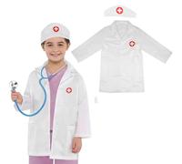 Kids Doctors Outfit, Toddler Doctor Costume Lab Coat with Doctor Hat Set, Doctor Dress Up for Kids Role Play Halloween,23.6 Inch/60cm Length Doctor Costume Kids for Girls Boys Birthday Gifts (White)