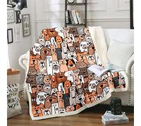 Kids Dog and Cat Throw Blanket Cartoon Puppy Kitten Plush Blanket for Toddler Boys Girls Cute Animal Fluffy Soft Warm Flannel s and Throws for Bed Sofa Single 50x60 Inch