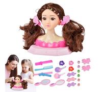 Kids Doll Head for Hair Styling, Girl's Doll Head Makeup and Hairdressing Kit, Educational Pretend Play Set for Creative Fun, for Birthday, Thanksgiving