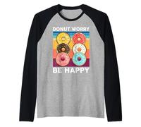 Kids Donut Worry Be Happy Doughnut Toddler Boy Funny Graphic Raglan Baseball Tee