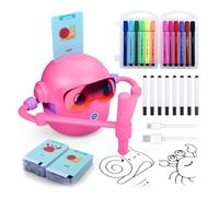 Kids Drawing Robot by MMOBIEL - Educational Doodle Bot with 100 Drawing Cards, Voice Guidance, 12 Colorful Markers & USB-C Rechargeable Battery - Creative Learning Gift for Ages 3-9 - Pink