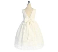 Kids Dreams Belle of the Ball Dress - White Full Lace Pearl Sash - 18.5 size