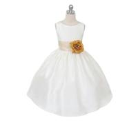 Kids Dreams Morgan - Bridal Ivory or White - Champagne Sash and Flower - Age 8